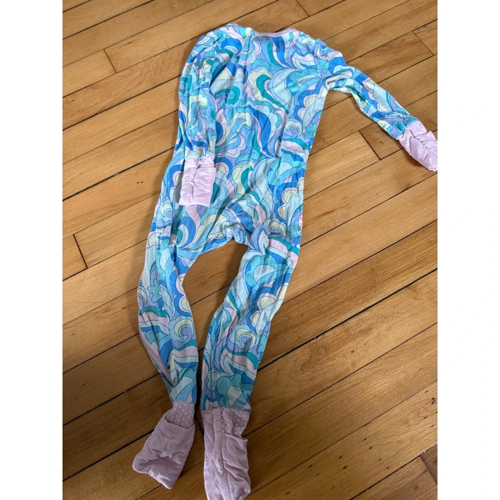 Angel Dear Bamboo Viscose Footie Sleeper Blue Pink Swirl 12-18M